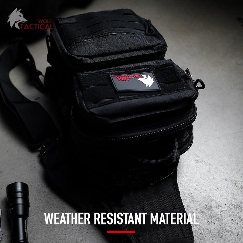 WOLF TACTICAL Men’s EDC Sling Bag - Concealed Carry, Laser-Cut MOLLE, Lightweight, Green - Image 3